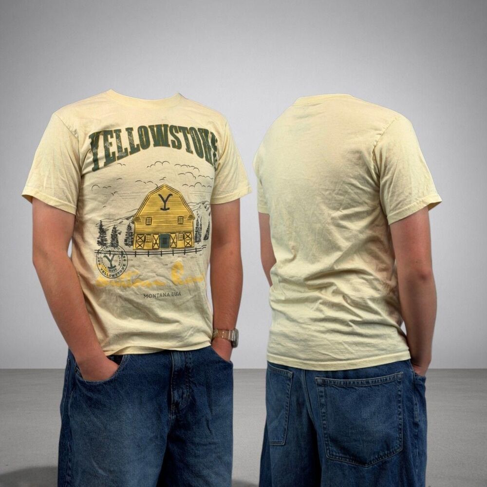 Unbranded Men's Yellow and Cream T-shirt